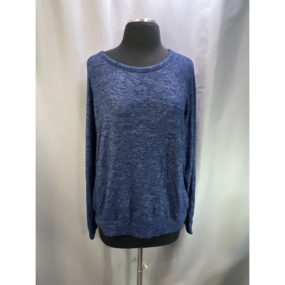 Buffalo David Bitton T Shirt Womens L Heathered Blue Rayon Stretch Raglan Sleeve